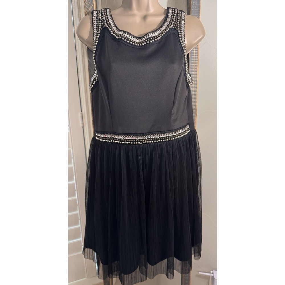 Love Reign Black White Beaded Cocktail Formal Dress Tulle Skirt sz 13